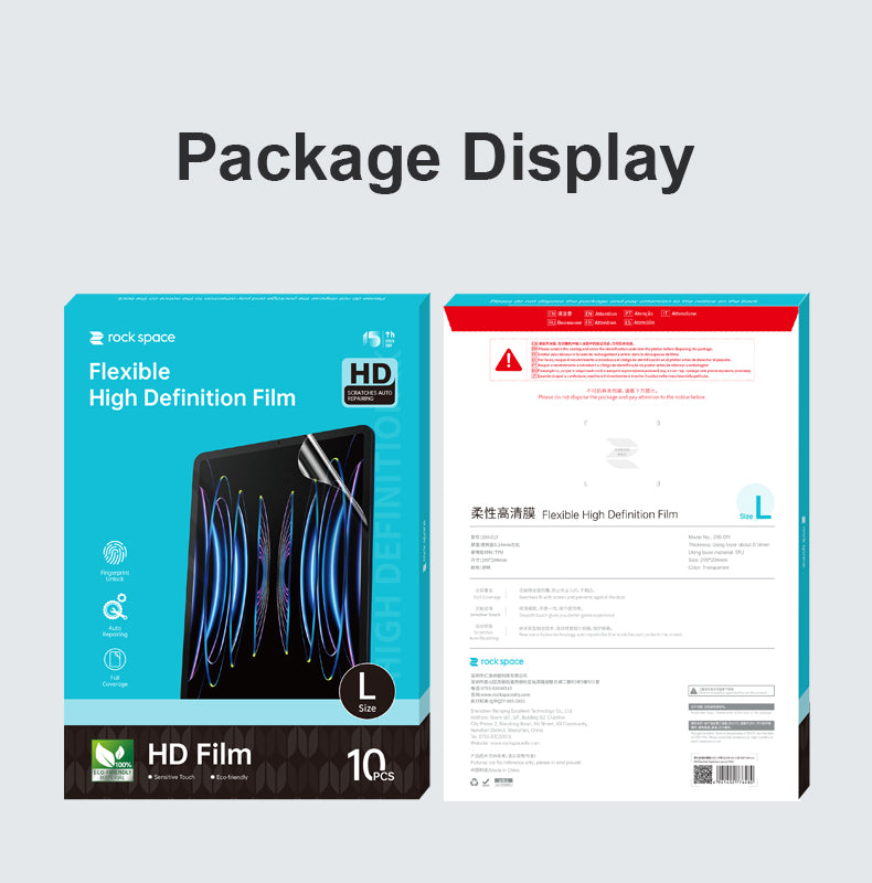 6941402776480 (Size: L) rock space High Definition Explosion-proof Film (Half-Cut) 290-01Y (1*10pcs) (290*204mm)